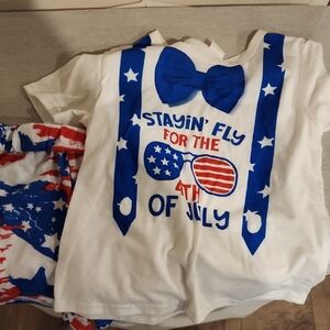 SHEIN White and Blue Kids Matching Set